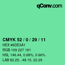 カラーコード: CMYK 52 / 0 / 29 / 11 | qconv.com