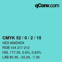 Color code: CMYK 52 / 0 / 2 / 15 | qconv.com