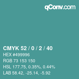 颜色代码: CMYK 52 / 0 / 2 / 40 | qconv.com
