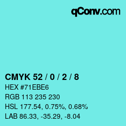 颜色代码: CMYK 52 / 0 / 2 / 8 | qconv.com