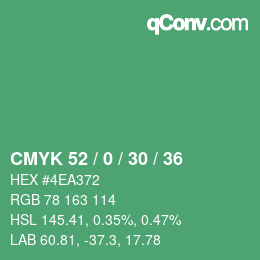 カラーコード: CMYK 52 / 0 / 30 / 36 | qconv.com
