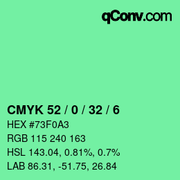 カラーコード: CMYK 52 / 0 / 32 / 6 | qconv.com