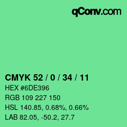 カラーコード: CMYK 52 / 0 / 34 / 11 | qconv.com