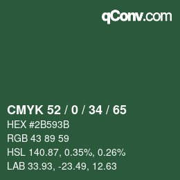 Farbcode: CMYK 52 / 0 / 34 / 65 | qconv.com