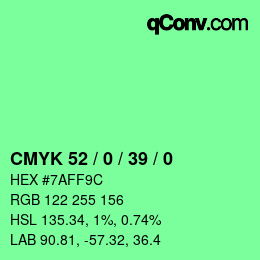 カラーコード: CMYK 52 / 0 / 39 / 0 | qconv.com