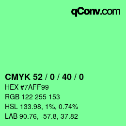 Farbcode: CMYK 52 / 0 / 40 / 0 | qconv.com