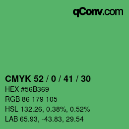 Farbcode: CMYK 52 / 0 / 41 / 30 | qconv.com
