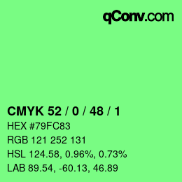 Color code: CMYK 52 / 0 / 48 / 1 | qconv.com