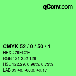 Color code: CMYK 52 / 0 / 50 / 1 | qconv.com