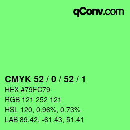 颜色代码: CMYK 52 / 0 / 52 / 1 | qconv.com