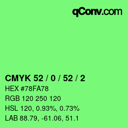 Color code: CMYK 52 / 0 / 52 / 2 | qconv.com