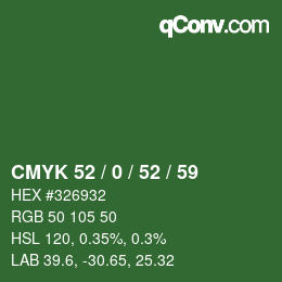 Color code: CMYK 52 / 0 / 52 / 59 | qconv.com