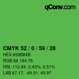 カラーコード: CMYK 52 / 0 / 59 / 28 | qconv.com