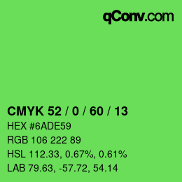カラーコード: CMYK 52 / 0 / 60 / 13 | qconv.com