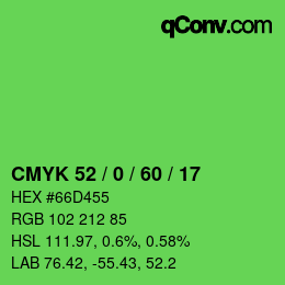 颜色代码: CMYK 52 / 0 / 60 / 17 | qconv.com