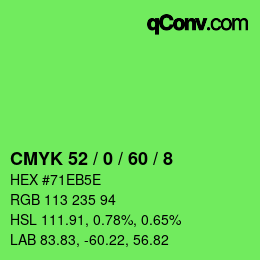 Color code: CMYK 52 / 0 / 60 / 8 | qconv.com