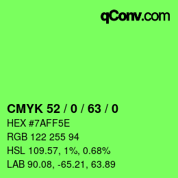 Code couleur: CMYK 52 / 0 / 63 / 0 | qconv.com