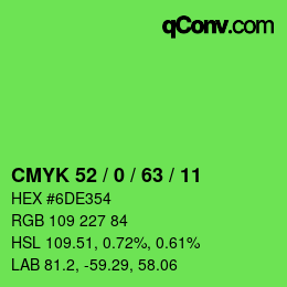 カラーコード: CMYK 52 / 0 / 63 / 11 | qconv.com
