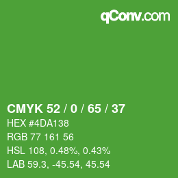Color code: CMYK 52 / 0 / 65 / 37 | qconv.com