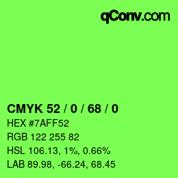 Color code: CMYK 52 / 0 / 68 / 0 | qconv.com