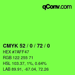 颜色代码: CMYK 52 / 0 / 72 / 0 | qconv.com