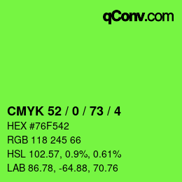 カラーコード: CMYK 52 / 0 / 73 / 4 | qconv.com