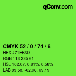 颜色代码: CMYK 52 / 0 / 74 / 8 | qconv.com