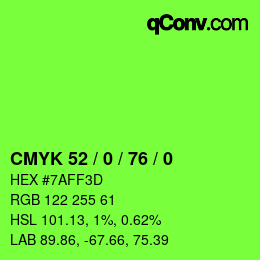 カラーコード: CMYK 52 / 0 / 76 / 0 | qconv.com