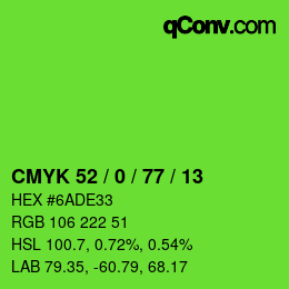 Color code: CMYK 52 / 0 / 77 / 13 | qconv.com