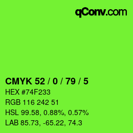 カラーコード: CMYK 52 / 0 / 79 / 5 | qconv.com