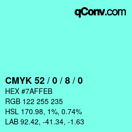 Color code: CMYK 52 / 0 / 8 / 0 | qconv.com