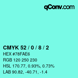 Color code: CMYK 52 / 0 / 8 / 2 | qconv.com