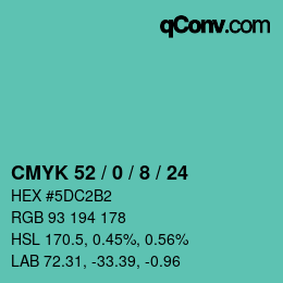 Color code: CMYK 52 / 0 / 8 / 24 | qconv.com