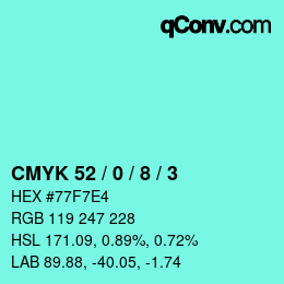 Color code: CMYK 52 / 0 / 8 / 3 | qconv.com