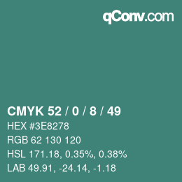 Color code: CMYK 52 / 0 / 8 / 49 | qconv.com