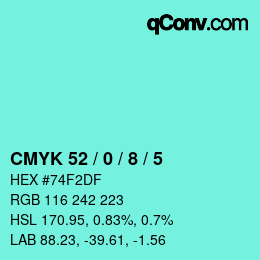 Color code: CMYK 52 / 0 / 8 / 5 | qconv.com