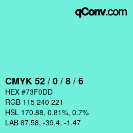 Color code: CMYK 52 / 0 / 8 / 6 | qconv.com