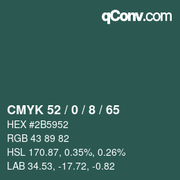 颜色代码: CMYK 52 / 0 / 8 / 65 | qconv.com