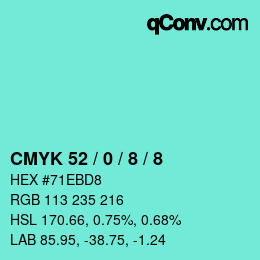 Color code: CMYK 52 / 0 / 8 / 8 | qconv.com