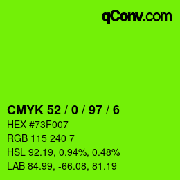 Color code: CMYK 52 / 0 / 97 / 6 | qconv.com