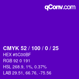 Código de color: CMYK 52 / 100 / 0 / 25 | qconv.com