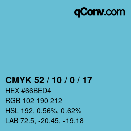 Color code: CMYK 52 / 10 / 0 / 17 | qconv.com