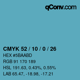 Color code: CMYK 52 / 10 / 0 / 26 | qconv.com