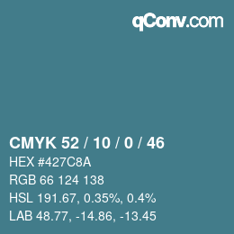Código de color: CMYK 52 / 10 / 0 / 46 | qconv.com