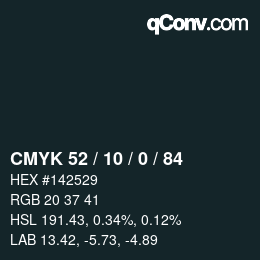Color code: CMYK 52 / 10 / 0 / 84 | qconv.com