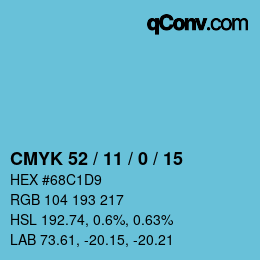 Color code: CMYK 52 / 11 / 0 / 15 | qconv.com