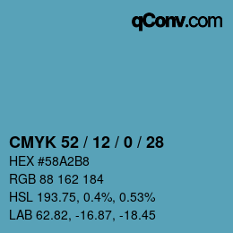 颜色代码: CMYK 52 / 12 / 0 / 28 | qconv.com