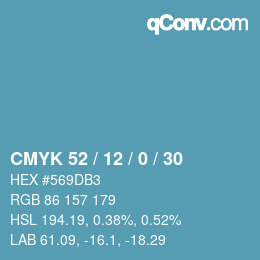 颜色代码: CMYK 52 / 12 / 0 / 30 | qconv.com