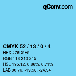 Color code: CMYK 52 / 13 / 0 / 4 | qconv.com