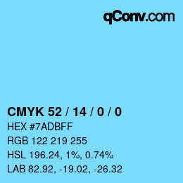 Color code: CMYK 52 / 14 / 0 / 0 | qconv.com